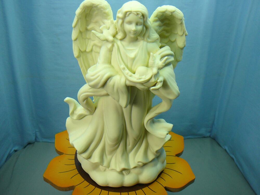 Vtg Partylite Angel of Peace Bisque Porcelain Taper Candle Holder